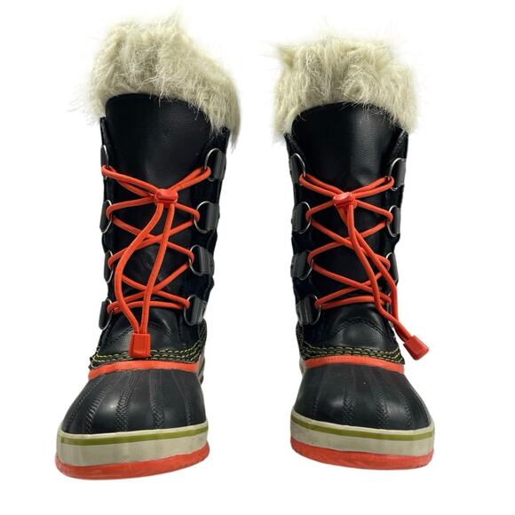 EUC - Sorel Joan of Arctic Youth Black Faux Fur Waterproof Winter Boots - Picture 2 of 6